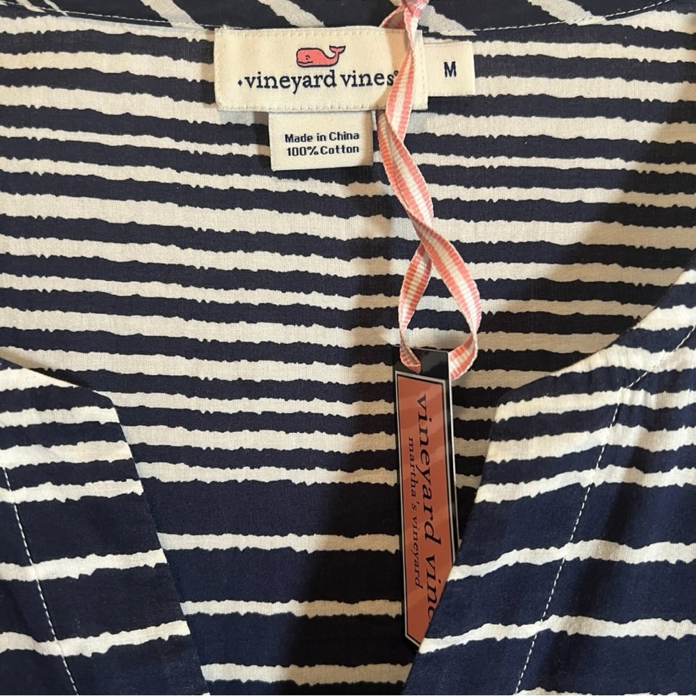 Vineyard Vines Navy Blue & White Cotton Dress Size Medium - Picture 2 of 3